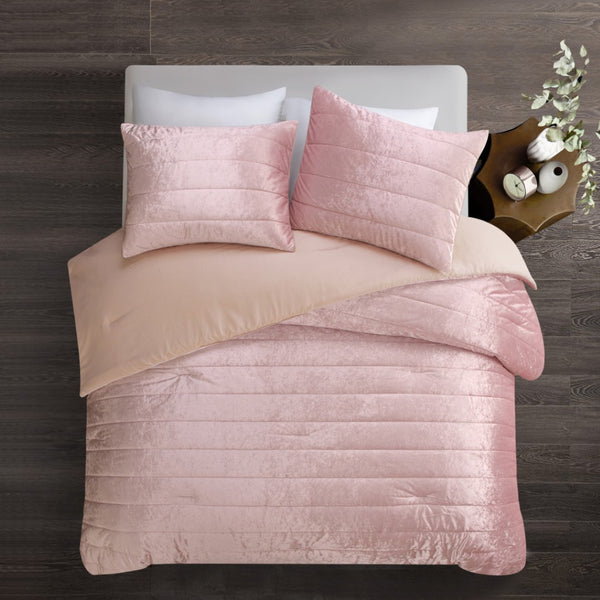 HomeRoots Blush Luxurious Down Comforter Set for Year-Round Warmth, Ultra-Soft Polyester & Easy Care Blush, King/California King King/California King 528888