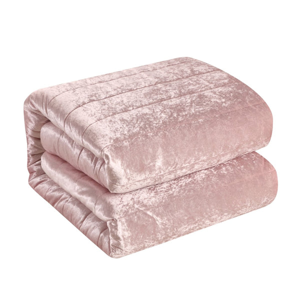 HomeRoots Blush Luxurious Down Comforter Set for Year-Round Warmth, Ultra-Soft Polyester & Easy Care Blush, Full/Queen Full/Queen 528889