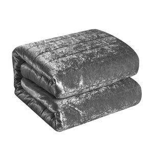 HomeRoots Blush Luxurious Down Comforter Set for Year-Round Warmth, Ultra-Soft Polyester & Easy Care Grey, Full/Queen Full/Queen 528892