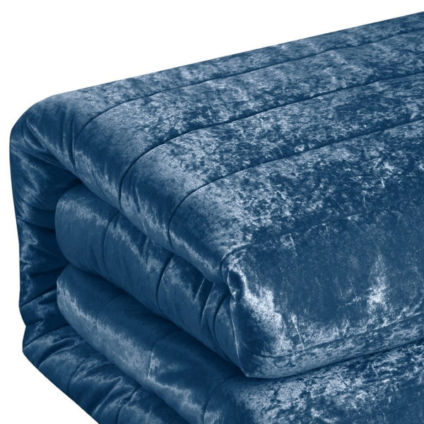 HomeRoots Blush Luxurious Down Comforter Set for Year-Round Warmth, Ultra-Soft Polyester & Easy Care Navy, Full/Queen Full/Queen 528895