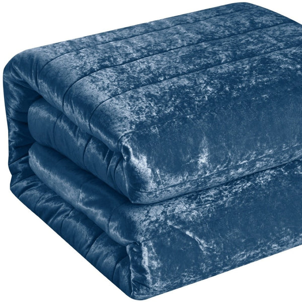 HomeRoots Blush Luxurious Down Comforter Set for Year-Round Warmth, Ultra-Soft Polyester & Easy Care Navy, Full/Queen Full/Queen 528895