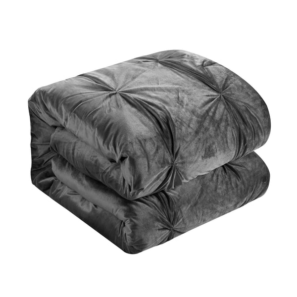 Homeroots Gray King Polyester 130 Thread Count Washable Down Comforter Set Grey,King,California King Velvet 528902