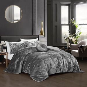 Homeroots Gray Queen Polyester 130 Thread Count Washable Down Comforter Set Grey,Full,Queen Velvet 528903