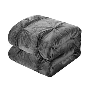 Homeroots Gray Queen Polyester 130 Thread Count Washable Down Comforter Set Grey,Full,Queen Velvet 528903