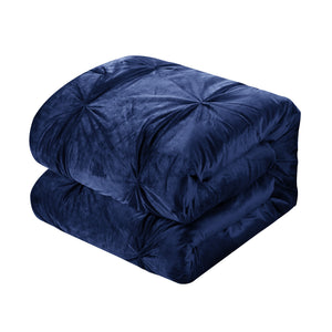 Homeroots Navy Blue King Polyester 130 Thread Count Washable Down Comforter Set Navy,King,California King Velvet 528904
