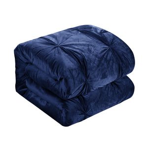 Homeroots Navy Blue King Polyester 130 Thread Count Washable Down Comforter Set Navy,King,California King Velvet 528904