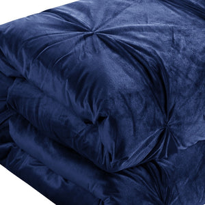 Homeroots Navy Blue Queen Polyester 130 Thread Count Washable Down Comforter Set Navy,Full,Queen Velvet 528905