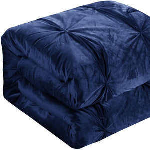 Homeroots Navy Blue Queen Polyester 130 Thread Count Washable Down Comforter Set Navy,Full,Queen Velvet 528905