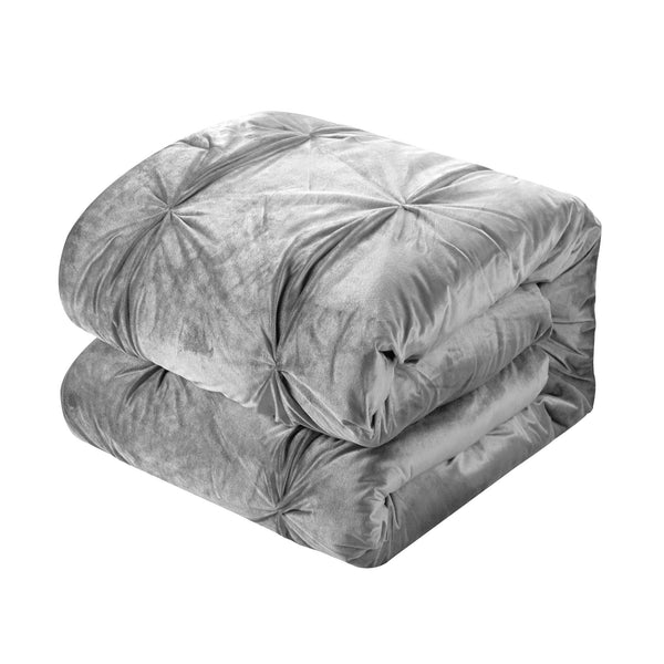 Homeroots Silver Queen Polyester 130 Thread Count Washable Down Comforter Set Silver,Full,Queen Velvet 528907