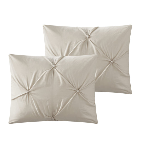 Homeroots Beige Queen Polyester 180 Thread Count Washable Down Comforter Set Beige,Full,Queen Polyester 528909