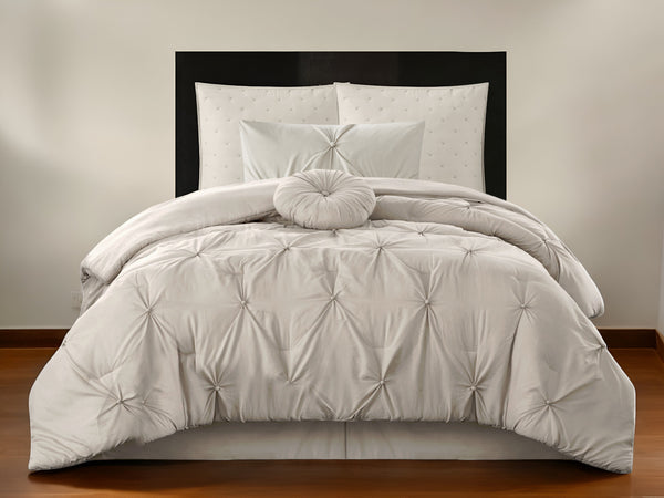 Homeroots Beige Twin Polyester 140 Thread Count Washable Down Comforter Set Beige,Twin,Twin Xl Polyester 528910