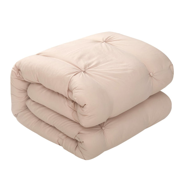 HomeRoots Beige Cozy Down Comforter Set - 7-Piece All-Season Soft Polyester for Ultimate Sleep Comfort Blush, King/California King King/California King 528911