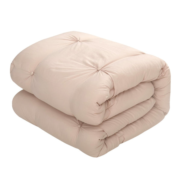 HomeRoots Beige Cozy Down Comforter Set - 7-Piece All-Season Soft Polyester for Ultimate Sleep Comfort Blush, Full/Queen Full/Queen 528912