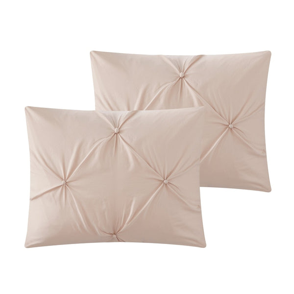 HomeRoots Beige Cozy Down Comforter Set - 7-Piece All-Season Soft Polyester for Ultimate Sleep Comfort Blush, Full/Queen Full/Queen 528912