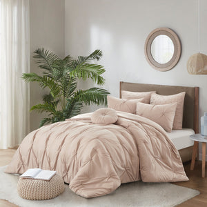 Homeroots Blush Queen Polyester 180 Thread Count Washable Down Comforter Set Blush,Full,Queen Polyester 528912