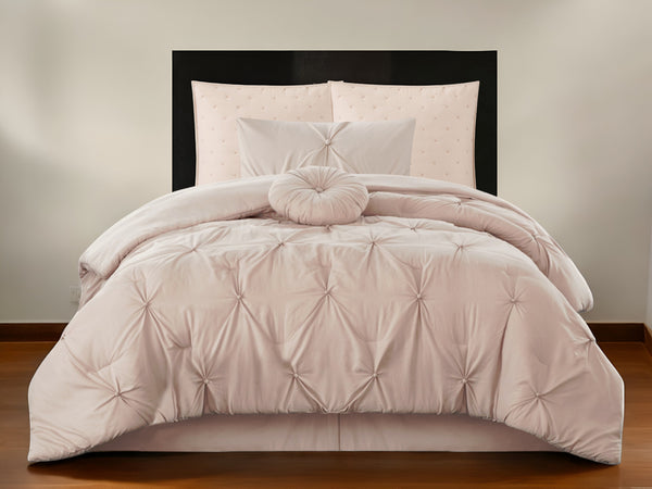Homeroots Blush Twin Polyester 140 Thread Count Washable Down Comforter Set Blush,Twin,Twin Xl Polyester 528913