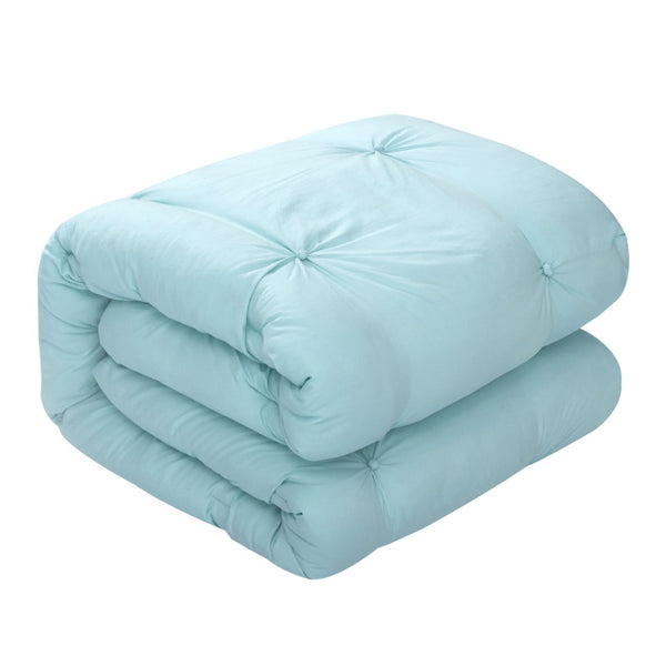 HomeRoots Beige Cozy Down Comforter Set - 7-Piece All-Season Soft Polyester for Ultimate Sleep Comfort Blue, Full/Queen Full/Queen 528915