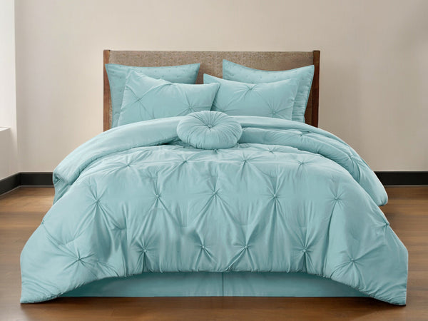 Homeroots Blue Queen Polyester 140 Thread Count Washable Down Comforter Set Blue,Full,Queen Polyester 528915