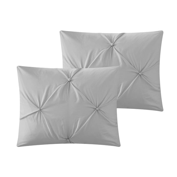 Homeroots Gray King Polyester 140 Thread Count Washable Down Comforter Set Grey,King,California King Polyester 528917