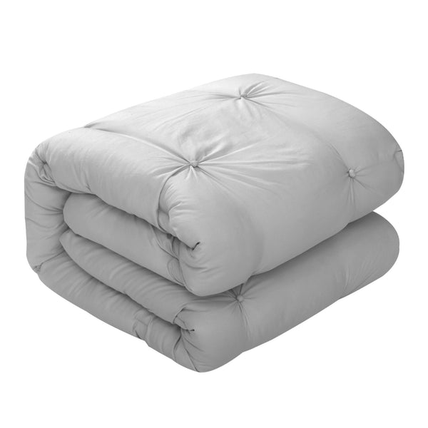 Homeroots Gray King Polyester 140 Thread Count Washable Down Comforter Set Grey,King,California King Polyester 528917