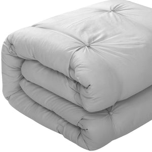 HomeRoots Beige Cozy Down Comforter Set - 7-Piece All-Season Soft Polyester for Ultimate Sleep Comfort Grey, Full/Queen Full/Queen 528918