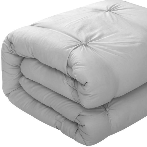 Homeroots Gray Queen Polyester 180 Thread Count Washable Down Comforter Set Grey,Full,Queen Polyester 528918