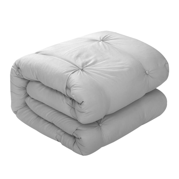 HomeRoots Beige Cozy Down Comforter Set - 7-Piece All-Season Soft Polyester for Ultimate Sleep Comfort Grey, Full/Queen Full/Queen 528918