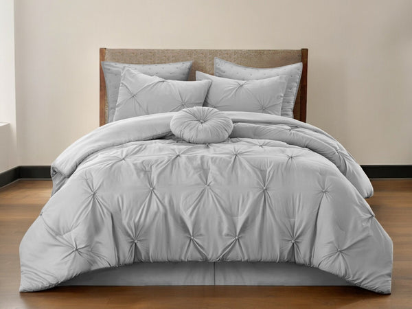 HomeRoots Beige Cozy Down Comforter Set - 7-Piece All-Season Soft Polyester for Ultimate Sleep Comfort Grey, Full/Queen Full/Queen 528918