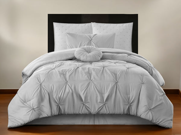 Homeroots Gray Twin Polyester 180 Thread Count Washable Down Comforter Set Grey,Twin,Twin Xl Polyester 528919