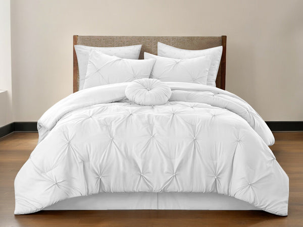 Homeroots White King Polyester 140 Thread Count Washable Down Comforter Set White,King,California King Polyester 528920