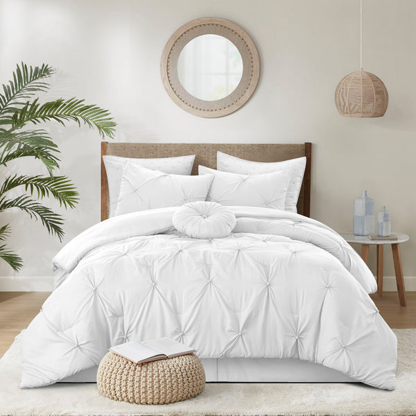 Homeroots White Queen Polyester 180 Thread Count Washable Down Comforter Set White,Full,Queen Polyester 528921