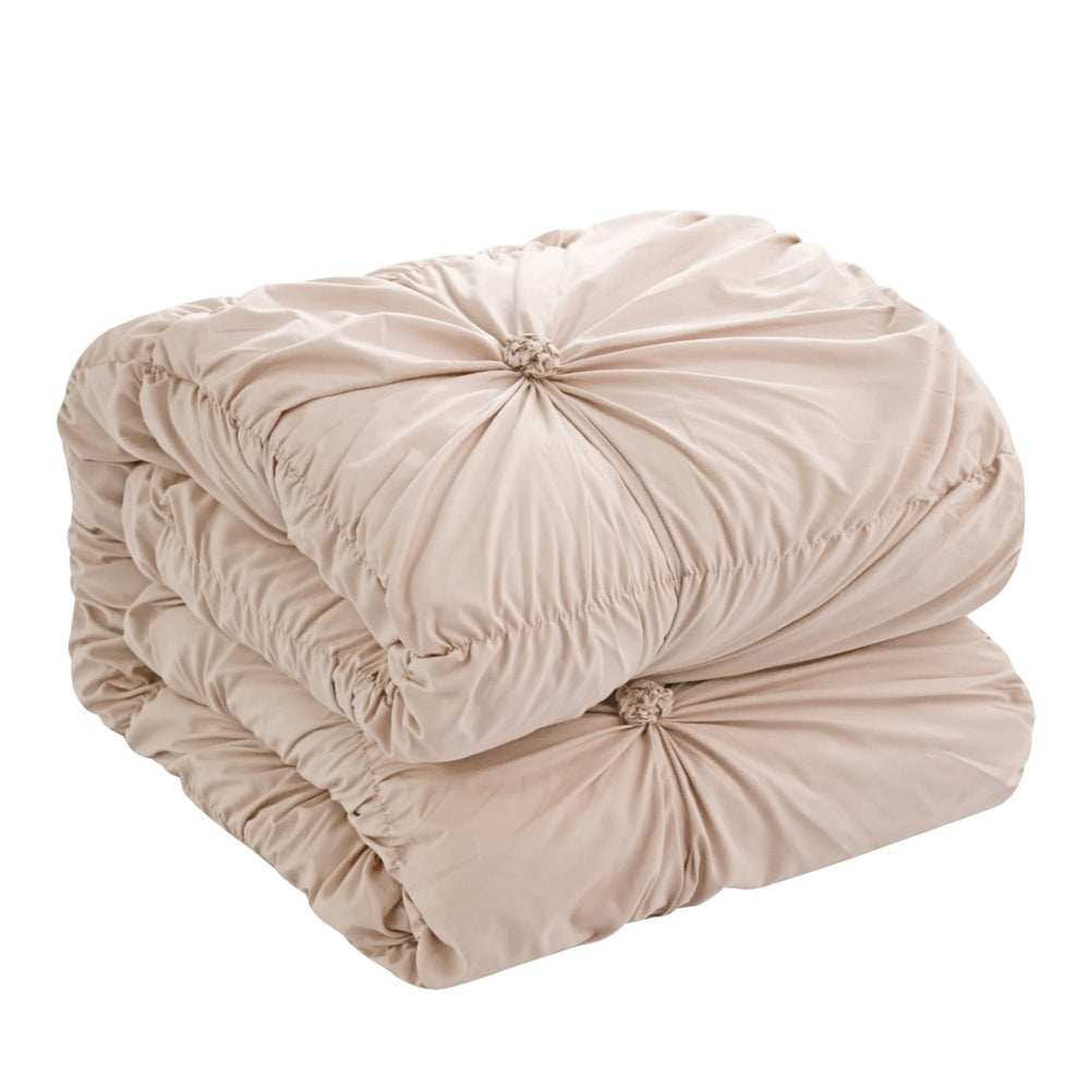 HomeRoots Beige Luxurious Down Comforter Set for Year-Round Comfort, Stylish Design, and Easy Maintenance Blush, King/California King King/California King 528926