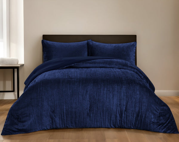 HomeRoots Beige Down Comforter Set - Lightweight, Breathable, and Washable for Year-Round Comfort and Style Navy, Full/Queen Full/Queen 528947