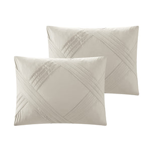 Homeroots Beige King Polyester 140 Thread Count Washable Down Comforter Set Beige,King,California King Polyester 528969