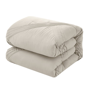 Homeroots Beige King Polyester 140 Thread Count Washable Down Comforter Set Beige,King,California King Polyester 528969