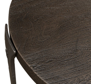 Sarreid Forged Slats Side Table With Brass Tips - Stunning Acacia & Hand Forged Iron Legs For Modern Spaces Grey  52896