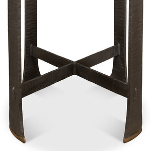 Sarreid Forged Slats Side Table With Brass Tips - Stunning Acacia & Hand Forged Iron Legs For Modern Spaces Grey  52896