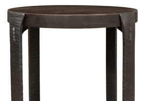 Sarreid Forged Slats Side Table With Brass Tips - Stunning Acacia & Hand Forged Iron Legs For Modern Spaces Grey  52896