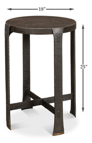 Sarreid Forged Slats Side Table With Brass Tips - Stunning Acacia & Hand Forged Iron Legs For Modern Spaces Grey  52896