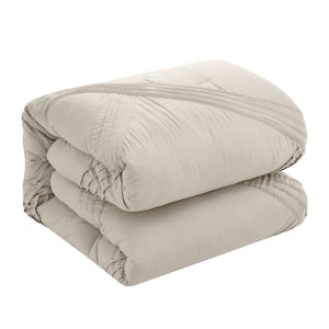 Homeroots Beige Queen Polyester 180 Thread Count Washable Down Comforter Set Beige,Full,Queen Polyester 528970