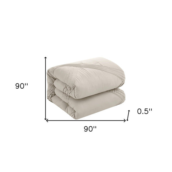 Homeroots Beige Queen Polyester 180 Thread Count Washable Down Comforter Set Beige,Full,Queen Polyester 528970
