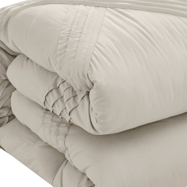 Homeroots Beige Queen Polyester 180 Thread Count Washable Down Comforter Set Beige,Full,Queen Polyester 528970