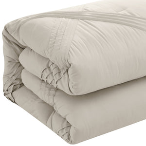 Homeroots Beige Queen Polyester 180 Thread Count Washable Down Comforter Set Beige,Full,Queen Polyester 528970