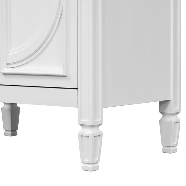 English Elm Christopher Knight Home® - 30" Bathroom Vanity with Sink Vintage Freestanding Ceramic Top Soft-Close Doors Gold Knobs, Storage White N759P226000K