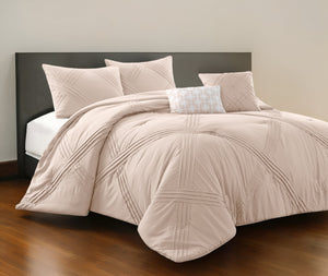 Homeroots Blush Queen Polyester 180 Thread Count Washable Down Comforter Set Blush,Full,Queen Polyester 528972