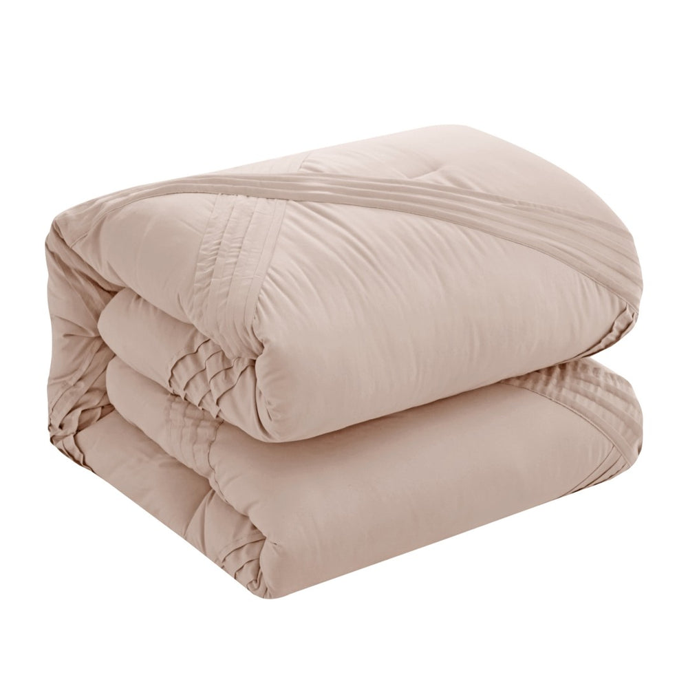 HomeRoots Beige Down Comforter Set - Luxurious 5-Piece All-Season Bedding for Warmth & Breathable Comfort Blush, Full/Queen Full/Queen 528972
