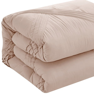 Homeroots Blush Queen Polyester 180 Thread Count Washable Down Comforter Set Blush,Full,Queen Polyester 528972