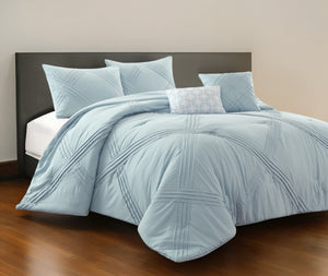 Homeroots Blue King Polyester 180 Thread Count Washable Down Comforter Set Blue,King,California King Polyester 528973