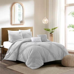 Homeroots Gray King Polyester 180 Thread Count Washable Down Comforter Set Grey,King,California King Polyester 528975