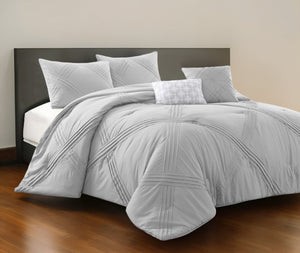 Homeroots Gray King Polyester 180 Thread Count Washable Down Comforter Set Grey,King,California King Polyester 528975